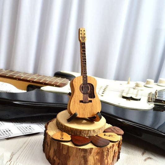 Wooden Acoustic Guitar Pick Case