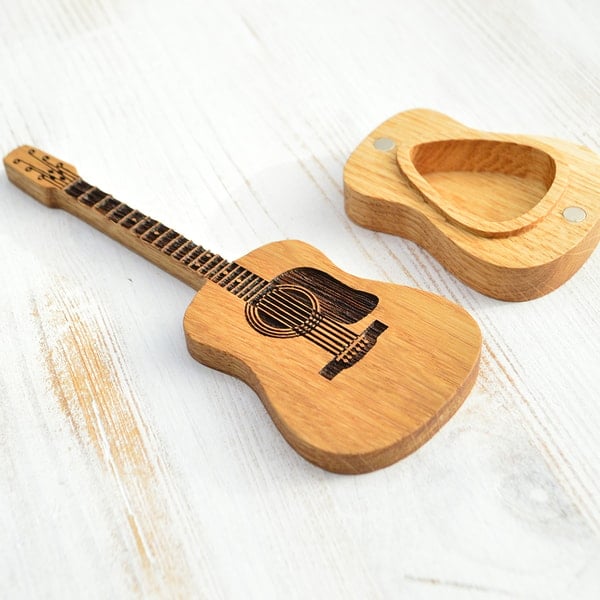 Wooden Acoustic Guitar Pick Case