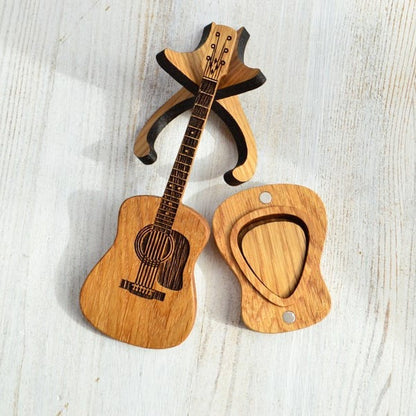 Wooden Acoustic Guitar Pick Case