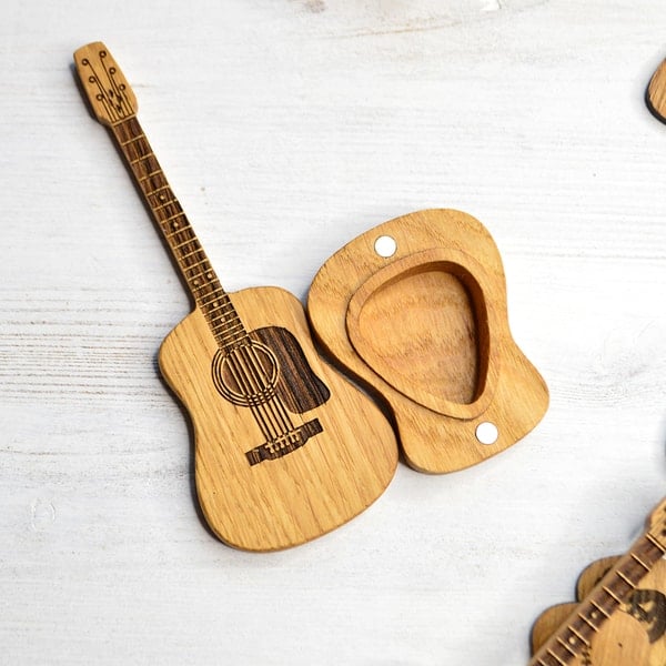 Wooden Acoustic Guitar Pick Case